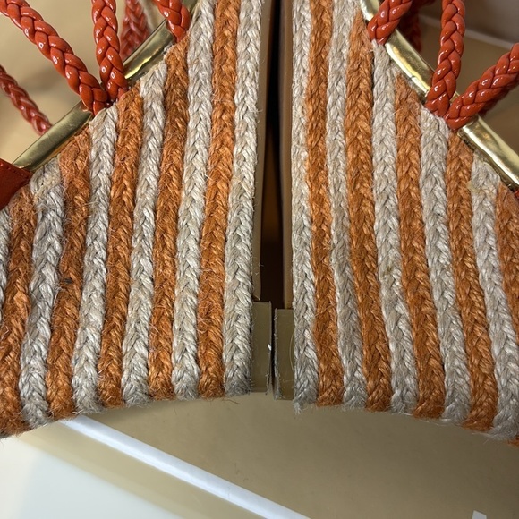 Michael Kors | Spring Orange Summer Wedge Knotted Braided Strappy Sandals 6.5 M - Picture 13 of 17